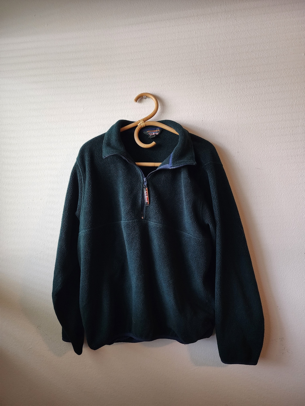 L.L. Bean Women's Dark Green Zip-Up Fleece Sweater